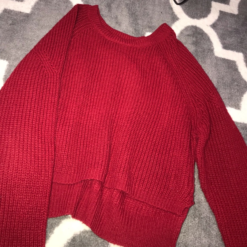Red knitted sweater